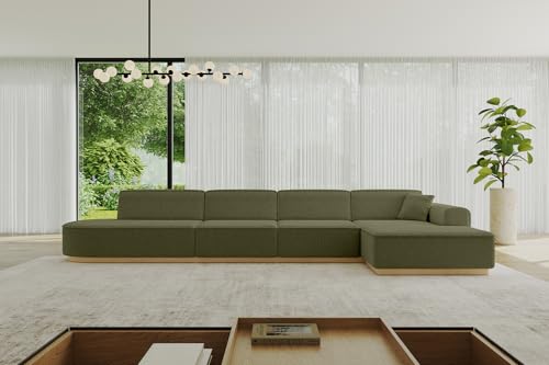 ALTDECOR Ecksofa in L-Form Corner Sofa Bett Eckcouch Couch Wohnlandschaft Cauchsofa IREA-L3-v2-403x165x81 cm Grün von ALTDECOR