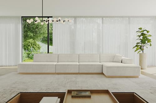ALTDECOR Ecksofa in L-Form Corner Sofa Bett Eckcouch Couch Wohnlandschaft Cauchsofa IREA-L3-v2-403x165x81 cm Hellgrau von ALTDECOR