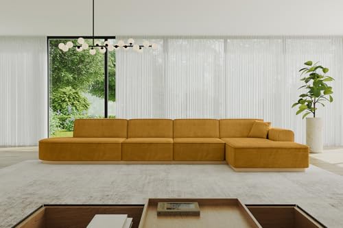 ALTDECOR Ecksofa in L-Form Corner Sofa Bett Eckcouch Couch Wohnlandschaft Cauchsofa IREA-L3-v2-403x165x81 cm Senfgelb von ALTDECOR