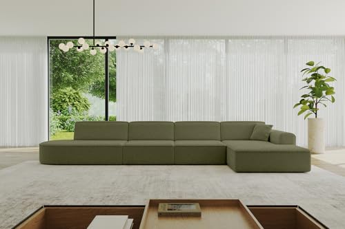 ALTDECOR Ecksofa in L-Form Corner Sofa Bett Eckcouch Couch Wohnlandschaft Cauchsofa IREA-L3-v3-403x165x76 cm Grün von ALTDECOR