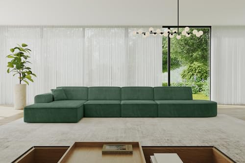 ALTDECOR Ecksofa in L-Form Corner Sofa Bett Eckcouch Couch Wohnlandschaft Cauchsofa IREA-L3-v3-403x165x76 cm Grün von ALTDECOR