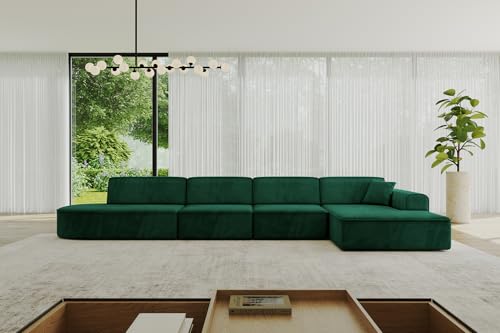 ALTDECOR Ecksofa in L-Form Corner Sofa Bett Eckcouch Couch Wohnlandschaft Cauchsofa IREA-L3-v3-403x165x76 cm Grün von ALTDECOR