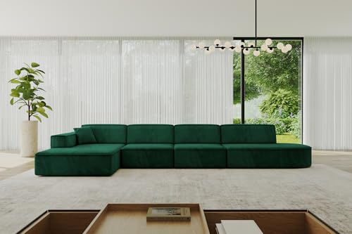 ALTDECOR Ecksofa in L-Form Corner Sofa Bett Eckcouch Couch Wohnlandschaft Cauchsofa IREA-L3-v4-403x165x72,5 cm Grün von ALTDECOR