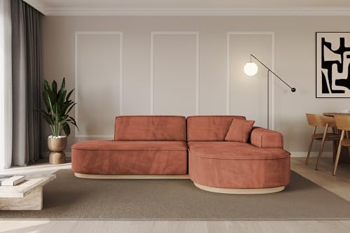 ALTDECOR Ecksofa in L-Form Corner Sofa Bett Eckcouch Couch Wohnlandschaft Cauchsofa MARI-L1-232x163x84 cm Apricot von ALTDECOR