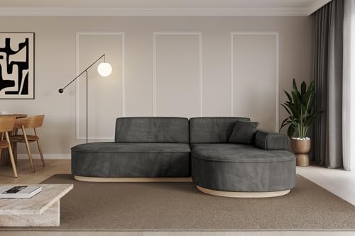 ALTDECOR Ecksofa in L-Form Corner Sofa Bett Eckcouch Couch Wohnlandschaft Cauchsofa MARI-L1-v1-232x163x81 cm Dunkelgrau von ALTDECOR