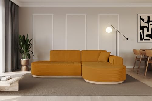 ALTDECOR Ecksofa in L-Form Corner Sofa Bett Eckcouch Couch Wohnlandschaft Cauchsofa MARI-L1-v1-232x163x81 cm Senfgelb von ALTDECOR