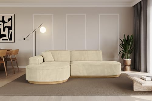 ALTDECOR Ecksofa in L-Form Corner Sofa Bett Eckcouch Couch Wohnlandschaft Cauchsofa MARI-L1-v2-232x163x84 cm Beige von ALTDECOR