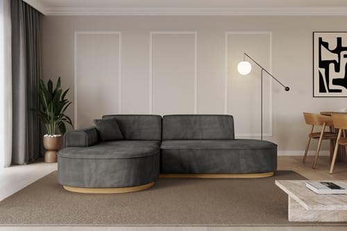 ALTDECOR Ecksofa in L-Form Corner Sofa Bett Eckcouch Couch Wohnlandschaft Cauchsofa MARI-L1-v2-232x163x81 cm Dunkelgrau von ALTDECOR