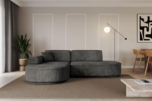 ALTDECOR Ecksofa in L-Form Corner Sofa Bett Eckcouch Couch Wohnlandschaft Cauchsofa MARI-L1-v3-232x163x81 cm Dunkelgrau von ALTDECOR