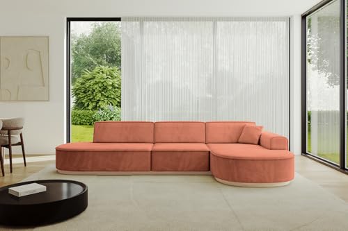 ALTDECOR Ecksofa in L-Form Corner Sofa Bett Eckcouch Couch Wohnlandschaft Cauchsofa MARI-L2-337x163x84 cm Apricot von ALTDECOR