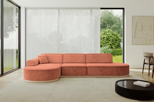 ALTDECOR Ecksofa in L-Form Corner Sofa Bett Eckcouch Couch Wohnlandschaft Cauchsofa MARI-L2-337x163x84 cm Apricot von ALTDECOR