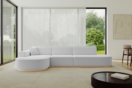 ALTDECOR Ecksofa in L-Form Corner Sofa Bett Eckcouch Couch Wohnlandschaft Cauchsofa MARI-L2-v1-317x163x81 cm Hellgrau von ALTDECOR