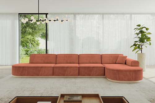 ALTDECOR Ecksofa in L-Form Corner Sofa Bett Eckcouch Couch Wohnlandschaft Cauchsofa MARI-L3-402x165x84 cm Apricot von ALTDECOR