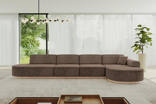 ALTDECOR Ecksofa in L-Form Corner Sofa Bett Eckcouch Couch Wohnlandschaft Cauchsofa MARI-L3-402x165x84 cm Braun von ALTDECOR