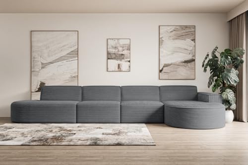 ALTDECOR Ecksofa in L-Form Corner Sofa Bett Eckcouch Couch Wohnlandschaft Cauchsofa MARI-L3-406x165x78 cm Duneklgrau von ALTDECOR