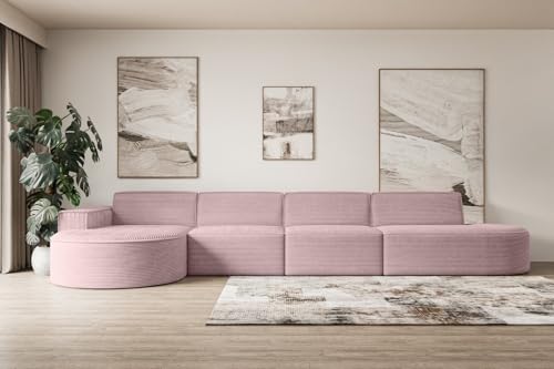 ALTDECOR Ecksofa in L-Form Corner Sofa Bett Eckcouch Couch Wohnlandschaft Cauchsofa MARI-L3-406x165x78 cm Rosa von ALTDECOR