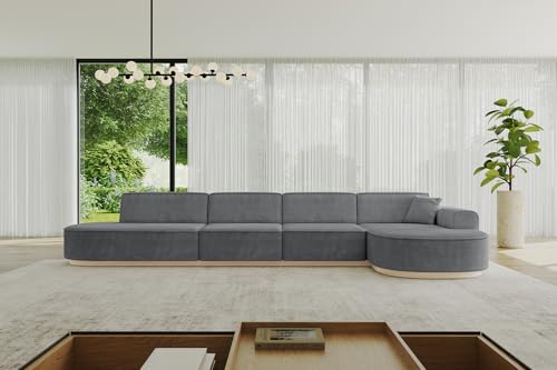 ALTDECOR Ecksofa in L-Form Corner Sofa Bett Eckcouch Couch Wohnlandschaft Cauchsofa MARI-L3-v1-402x165x81 cm Duneklgrau von ALTDECOR