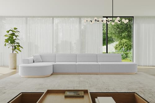 ALTDECOR Ecksofa in L-Form Corner Sofa Bett Eckcouch Couch Wohnlandschaft Cauchsofa MARI-L3-v1-402x165x81 cm Hellgrau von ALTDECOR