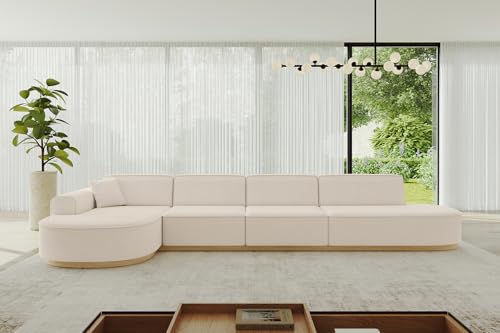 ALTDECOR Ecksofa in L-Form Corner Sofa Bett Eckcouch Couch Wohnlandschaft Cauchsofa MARI-L3-v2-402x165x84 cm Beige von ALTDECOR