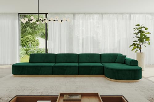 ALTDECOR Ecksofa in L-Form Corner Sofa Bett Eckcouch Couch Wohnlandschaft Cauchsofa MARI-L3-v2-402x165x81 cm Grün von ALTDECOR