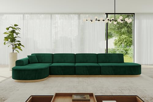 ALTDECOR Ecksofa in L-Form Corner Sofa Bett Eckcouch Couch Wohnlandschaft Cauchsofa MARI-L3-v2-402x165x81 cm Grün von ALTDECOR