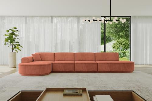 ALTDECOR Ecksofa in L-Form Corner Sofa Bett Eckcouch Couch Wohnlandschaft Cauchsofa MARI-L3-v3-402x165x81 cm Apricot von ALTDECOR