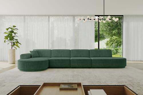 ALTDECOR Ecksofa in L-Form Corner Sofa Bett Eckcouch Couch Wohnlandschaft Cauchsofa MARI-L3-v3-402x165x81 cm Grün von ALTDECOR