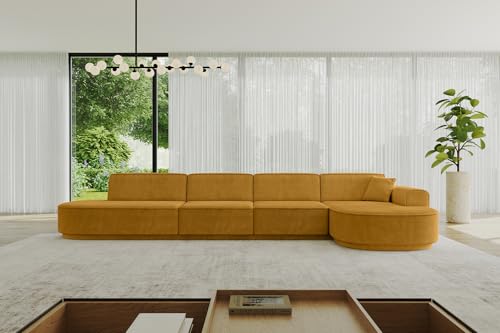 ALTDECOR Ecksofa in L-Form Corner Sofa Bett Eckcouch Couch Wohnlandschaft Cauchsofa MARI-L3-v3-402x165x81 cm Senfgelb von ALTDECOR