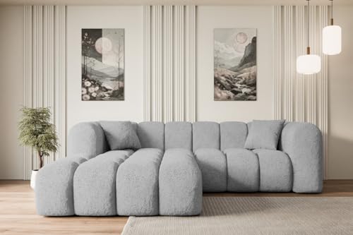 ALTDECOR Ecksofa in L-Form Corner Sofa Bett Eckcouch Couch Wohnlandschaft Cauchsofa Olea-L1-242x190x70 cm Hellgrau von ALTDECOR