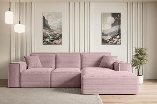 ALTDECOR Ecksofa in L-Form Corner Sofa Bett Eckcouch Couch Wohnlandschaft Cauchsofa Serra-L - 266x165x73 cm Rosa von ALTDECOR