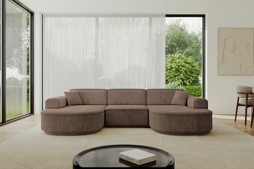 ALTDECOR Ecksofa in U-Form Corner Sofa Bett Eckcouch Couch L-Form Wohnlandschaft Cauchsofa MARI-U1-295x165x81 cm Braun von ALTDECOR
