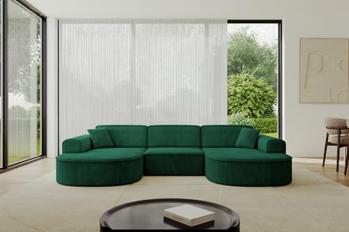 ALTDECOR Ecksofa in U-Form Corner Sofa Bett Eckcouch Couch L-Form Wohnlandschaft Cauchsofa MARI-U1-295x165x73,5 cm Grün von ALTDECOR