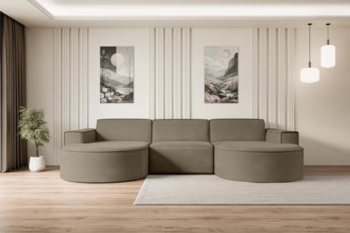ALTDECOR Ecksofa in U-Form Corner Sofa Bett Eckcouch Couch L-Form Wohnlandschaft Cauchsofa MARI-U1-299x165x78 cm Braun von ALTDECOR