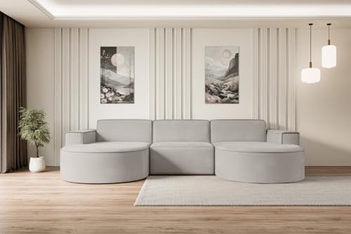 ALTDECOR Ecksofa in U-Form Corner Sofa Bett Eckcouch Couch L-Form Wohnlandschaft Cauchsofa MARI-U1-299x165x78 cm Hellbraun von ALTDECOR