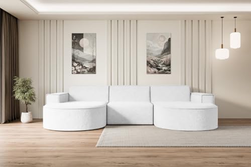 ALTDECOR Ecksofa in U-Form Corner Sofa Bett Eckcouch Couch L-Form Wohnlandschaft Cauchsofa MARI-U1-299x165x78 cm Weiß von ALTDECOR