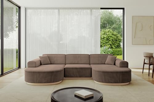 ALTDECOR Ecksofa in U-Form Corner Sofa Bett Eckcouch Couch L-Form Wohnlandschaft Cauchsofa MARI-U1-v1-295x165x81 cm Braun von ALTDECOR