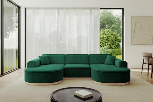 ALTDECOR Ecksofa in U-Form Corner Sofa Bett Eckcouch Couch L-Form Wohnlandschaft Cauchsofa MARI-U1-v1-295x165x81 cm Grün von ALTDECOR