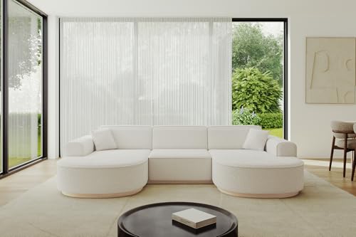 ALTDECOR Ecksofa in U-Form Corner Sofa Bett Eckcouch Couch L-Form Wohnlandschaft Cauchsofa MARI-U1-v1-295x165x81 cm Weiß von ALTDECOR