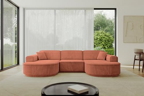 ALTDECOR Ecksofa in U-Form Corner Sofa Bett Eckcouch Couch L-Form Wohnlandschaft Cauchsofa MARI-U1-v3-295x165x81 cm Apricot von ALTDECOR
