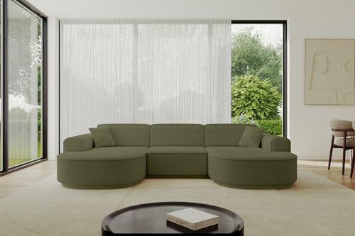 ALTDECOR Ecksofa in U-Form Corner Sofa Bett Eckcouch Couch L-Form Wohnlandschaft Cauchsofa MARI-U1-v3-295x165x81 cm Grün von ALTDECOR