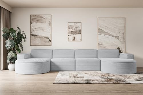 ALTDECOR Ecksofa in U-Form Corner Sofa Bett Eckcouch Couch L-Form Wohnlandschaft Cauchsofa MARI-U2-384x165x78 cm Grau von ALTDECOR
