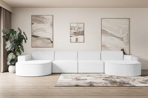 ALTDECOR Ecksofa in U-Form Corner Sofa Bett Eckcouch Couch L-Form Wohnlandschaft Cauchsofa MARI-U2-384x165x78 cm Weiß von ALTDECOR