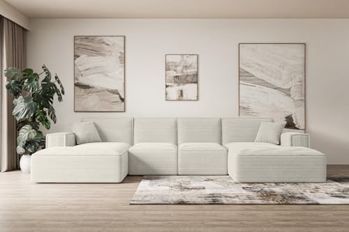 ALTDECOR Ecksofa in U-Form Corner Sofa Bett Eckcouch Couch L-Form Wohnlandschaft Cauchsofa Sierra-U - 344x165x73 cm Hellgrau von ALTDECOR