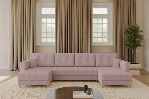 ALTDECOR Ecksofa in U-Form mit Schlaffunktion und Bettkasten Corner Sofa Bett Eckcouch Couch L-Form Schlafcouch Ausziehbar Wohnlandschaft Schlafsofa Cauchsofa APOL-U 300x140x90 Rosa ALTDECOR Ecksofa in U-Form mit Schlaffunktion und Bettkasten Corner Sofa Bett Eckcouch Couch L-Form Schlafcouch Ausziehbar Wohnlandschaft Schlafsofa Cauchsofa APOL-U 300x140x90 Rosa von ALTDECOR