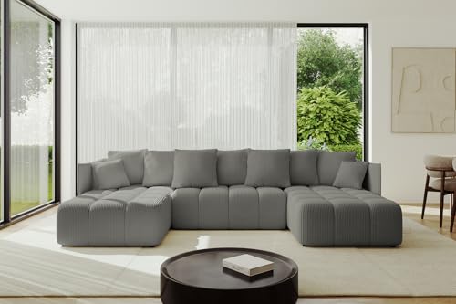 ALTDECOR Ecksofa in U-Form mit Schlaffunktion und Bettkasten Corner Sofa Bett Eckcouch Couch L-Form Schlafcouch Ausziehbar Wohnlandschaft Schlafsofa Cauchsofa LONLI-U 342x175x88 Dunkelgrau von ALTDECOR