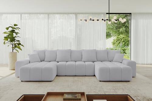 ALTDECOR Ecksofa in U-Form mit Schlaffunktion und Bettkasten Corner Sofa Bett Eckcouch Couch L-Form Schlafcouch Ausziehbar Wohnlandschaft Schlafsofa Cauchsofa LONLI-U 352x165x40 Grau von ALTDECOR