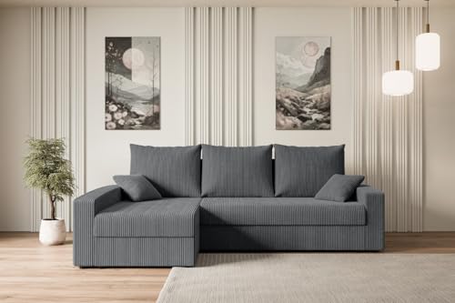 ALTDECOR Ecksofa mit Schlaffunktion und Bettkasten Corner Sofa Bett Eckcouch Couch L-Form Schlafcouch Ausziehbar Wohnlandschaft Schlafsofa Cauchsofa Alesia-L -231x140x90 cm Duneklgrau von ALTDECOR