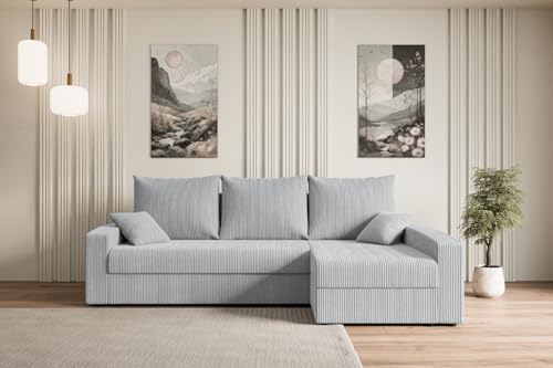 ALTDECOR Ecksofa mit Schlaffunktion und Bettkasten Corner Sofa Bett Eckcouch Couch L-Form Schlafcouch Ausziehbar Wohnlandschaft Schlafsofa Cauchsofa Alesia-L -231x140x90 cm Grau von ALTDECOR