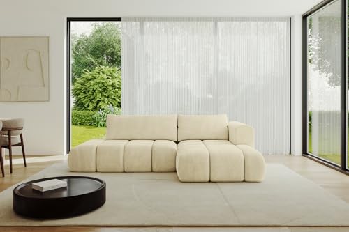 ALTDECOR Ecksofa mit Schlaffunktion und Bettkasten Corner Sofa Bett Eckcouch Couch L-Form Schlafcouch Ausziehbar Wohnlandschaft Schlafsofa Cauchsofa Cloud-L 289x180x40 Beige von ALTDECOR