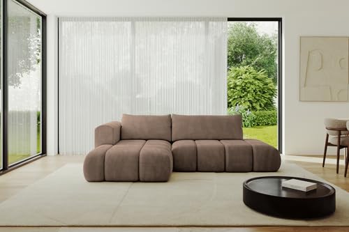 ALTDECOR Ecksofa mit Schlaffunktion und Bettkasten Corner Sofa Bett Eckcouch Couch L-Form Schlafcouch Ausziehbar Wohnlandschaft Schlafsofa Cauchsofa Cloud-L 289x180x40 Braun von ALTDECOR
